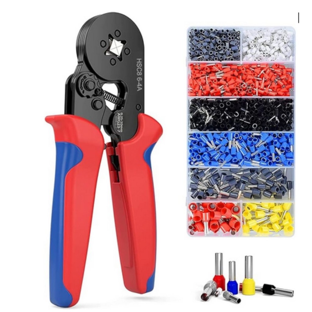 Kit Profissional Alicate Crimpar Prensa Terminais 1200 Ilhós Tubular