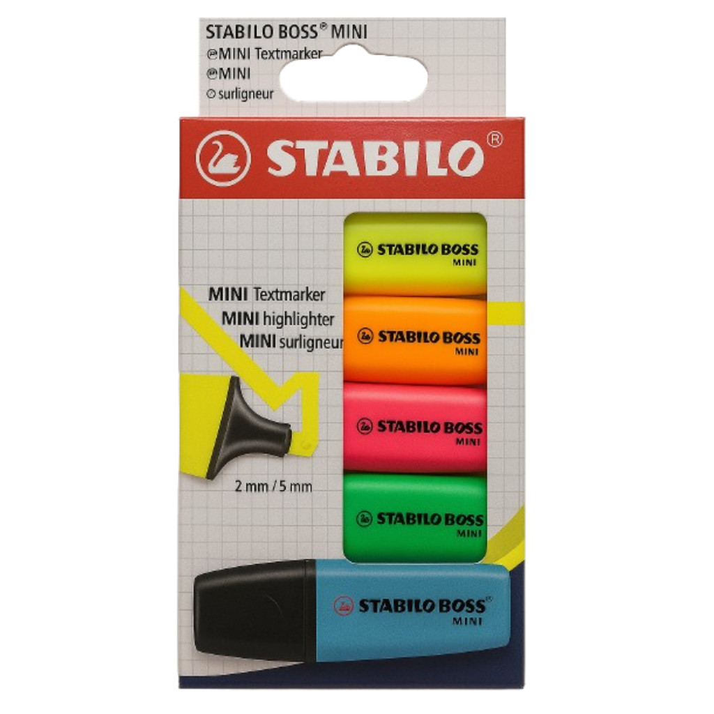 Mini Marca Texto Stabilo Boss Neon - 5 Cores