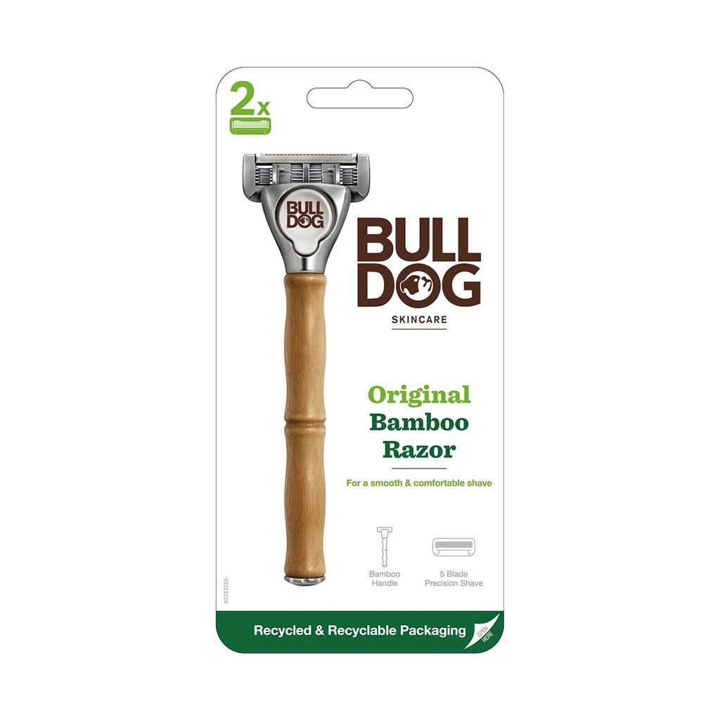 Bulldog Bulldog 5-Blade Original Bamboo Porta com 2 lâminas de substituição Razor masculino