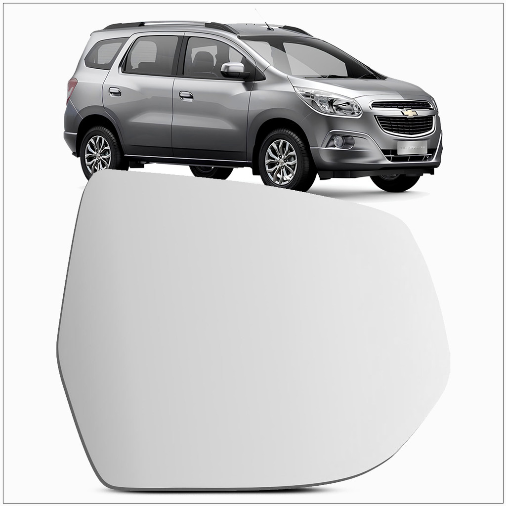 Lente Espelho Vidro Retrovisor Metalizada Com Base Fixada Spin 2012 a 2018