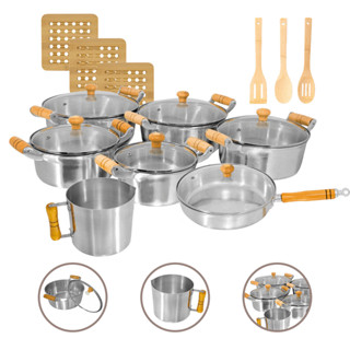 Jogo de Panelas Completo 13 Peças Alumínio Fundido Grosso Batido Polido em Oferta na Shopee