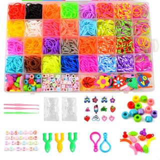 Kit de Elásticos Coloridos Para Fazer Pulseira Divertidas Temáticas Diversos Letrinhas Para Criança Pingentes em Oferta na Shopee