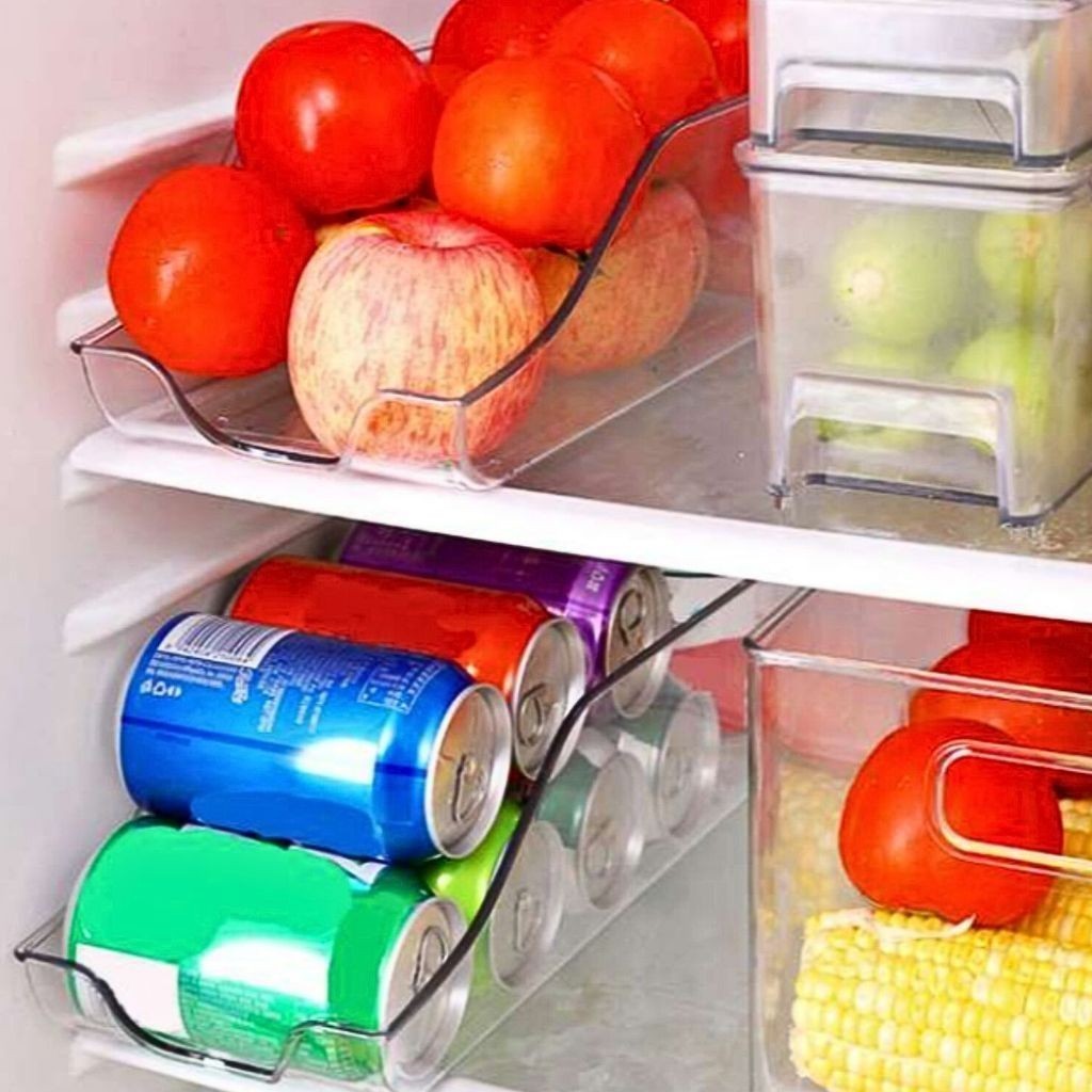 Organizador Acrílico Multiuso Porta Latas e Alimentos para Geladeira Armário