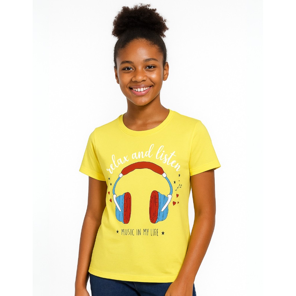Kit 3 Camisetas Blusa Malha Meninas Manga Curta Juvenil Algodão Tshirt Estampada Casual Conforto