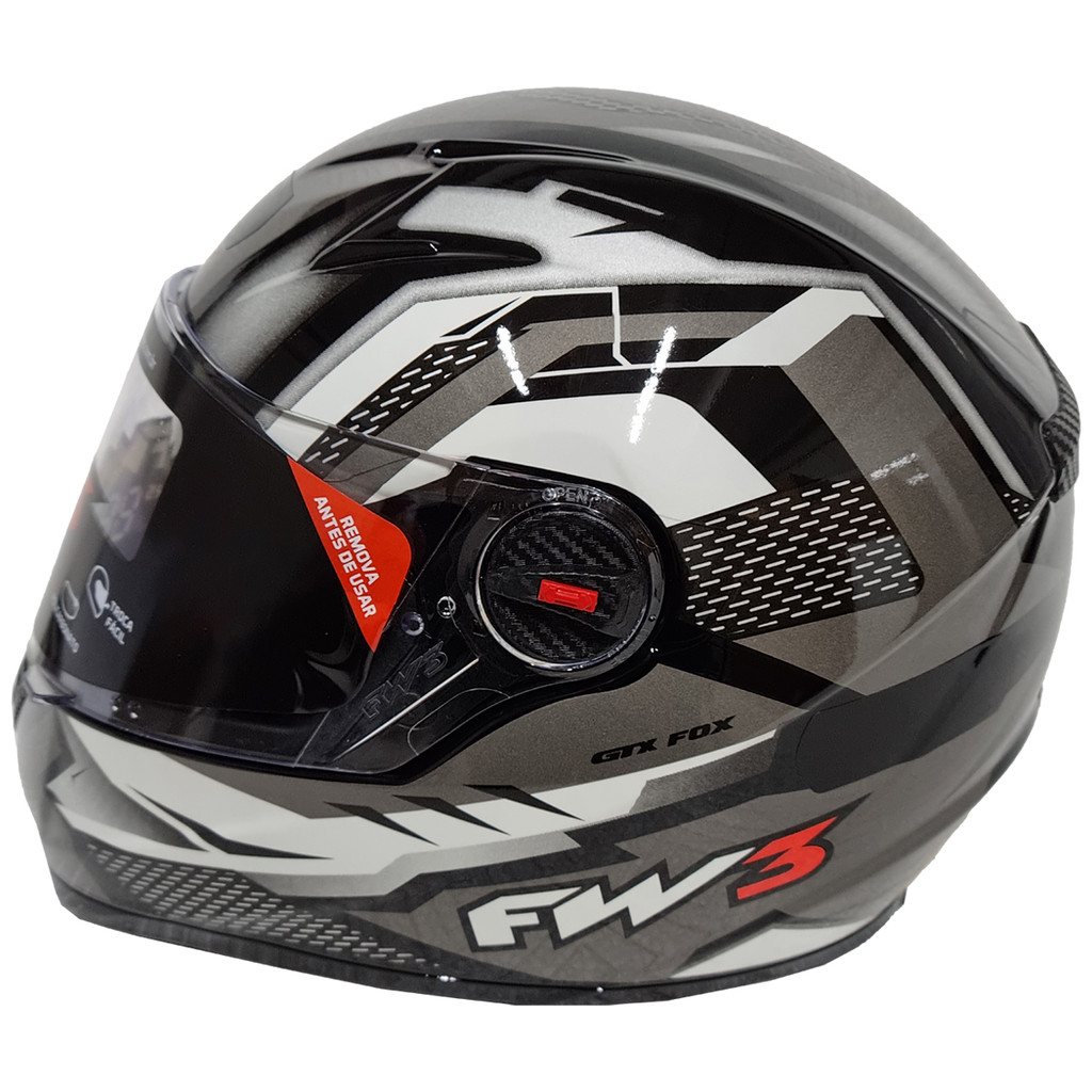 Capacete Moto Fw3 Gtx Fox Grafite Oculos Interno Top em Oferta na Shopee