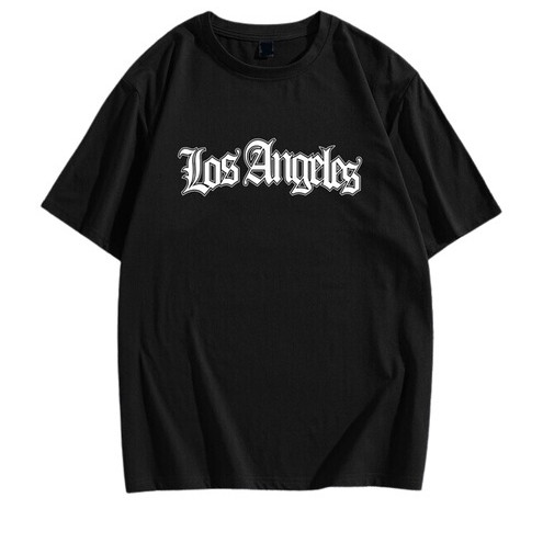 [Camiseta Premium em Algodão Puro]SISI Camiseta Estilo De Rua Los Angeles Letra De Grafite Oversized cropped verão