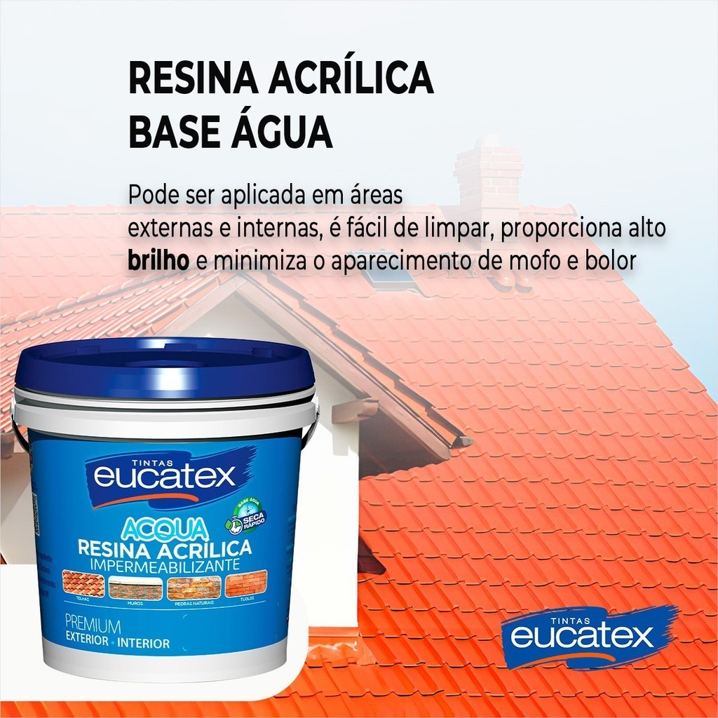 Resina Base Água Hidrorrepelente P/ Telhado 3,6l Eucatex Escolha Cor · foto 2