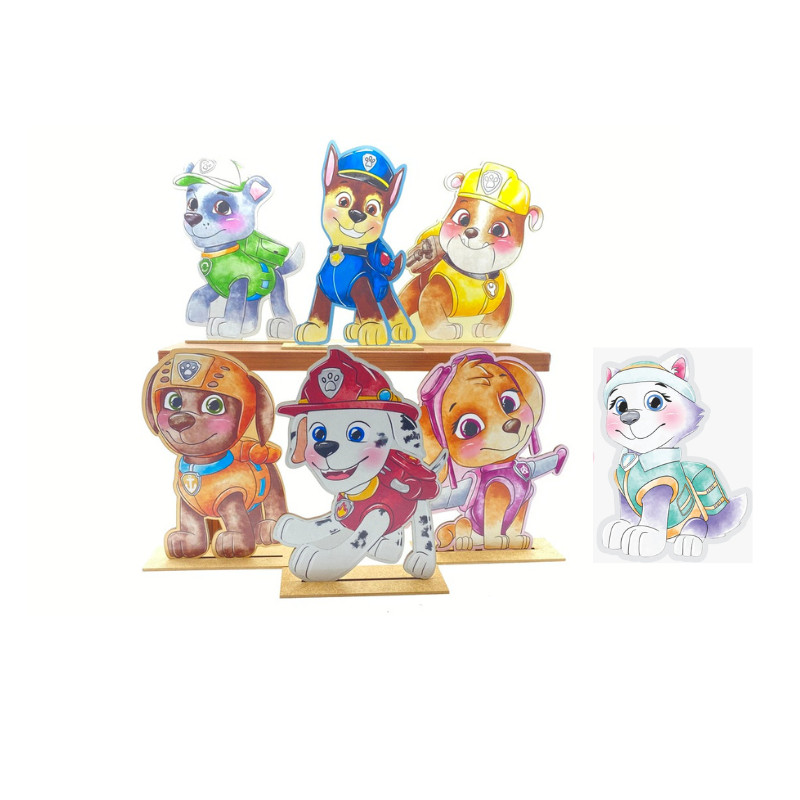 Display de Mesa Kit 7 Pçs Festa Patrulha Canina + Everest Aquarela MDF em Oferta na Shopee