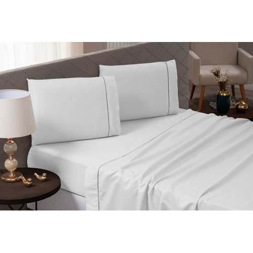 Jogo De Lençol Queen Size 4 Peças Percal 600 Fios Egípcios Alt 50cm