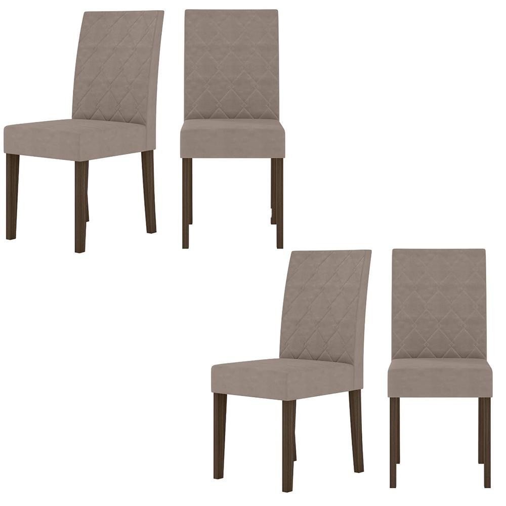 Kit de 4 Cadeiras Jade com Tecido em Suede Bordado em Oferta na Shopee