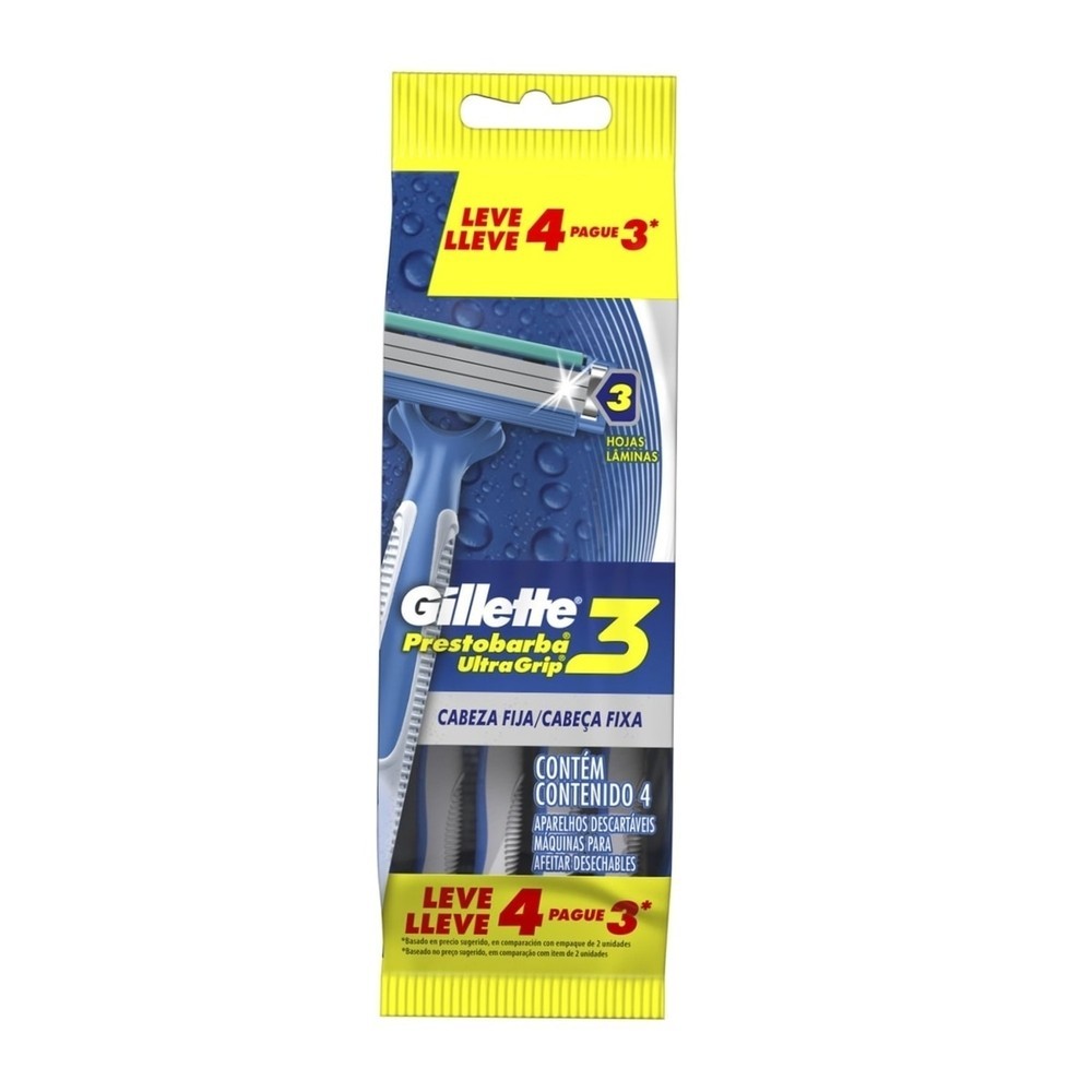 Aparelho de Barbear Gillette Prestobarba Ultragrip 3 Fixa Leve 4 Pague 3 - Health