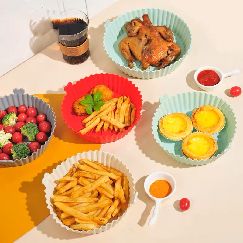 KIT 2 Forma De Silicone Air Fryer Forno Microondas Fritadeira Assadeira Reutilizável Antiaderente
