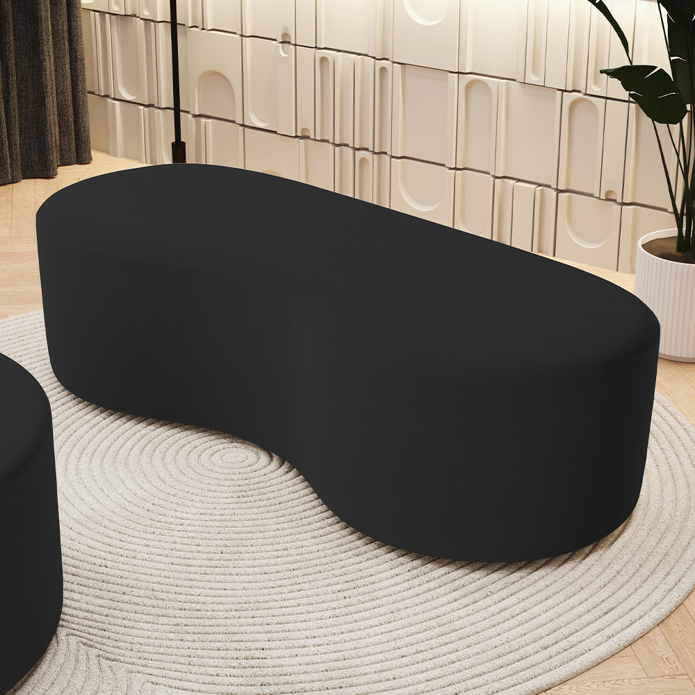 Puff Decorativo Orgânico para Living Quarto 140cm Orbit W01 Suede Preto - Lyam Decor em Oferta na Shopee