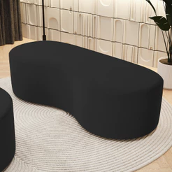 Puff Decorativo Orgânico para Living Quarto 140cm Orbit W01 Suede Preto - Lyam Decor