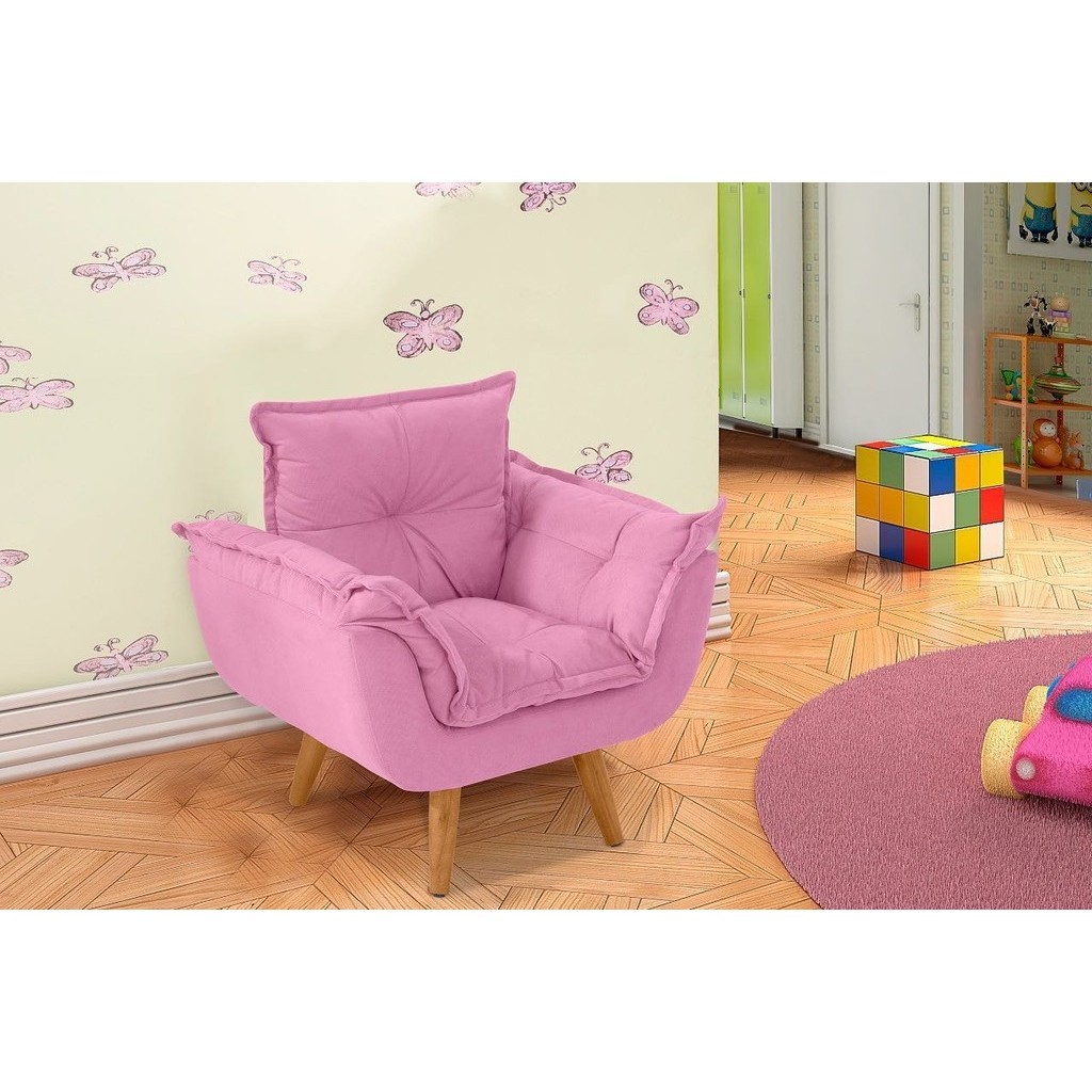 Cadeira Poltrona Infantil Opalinha Veludo Espaço Kids Recepçao Clinica Infantil Ideal Crianças 01 a 06 Anos