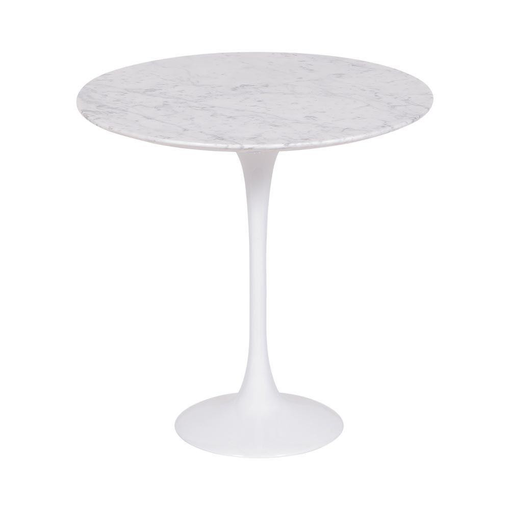 Mesa Saarinen Lateral Carrara 51cm - Base Branca