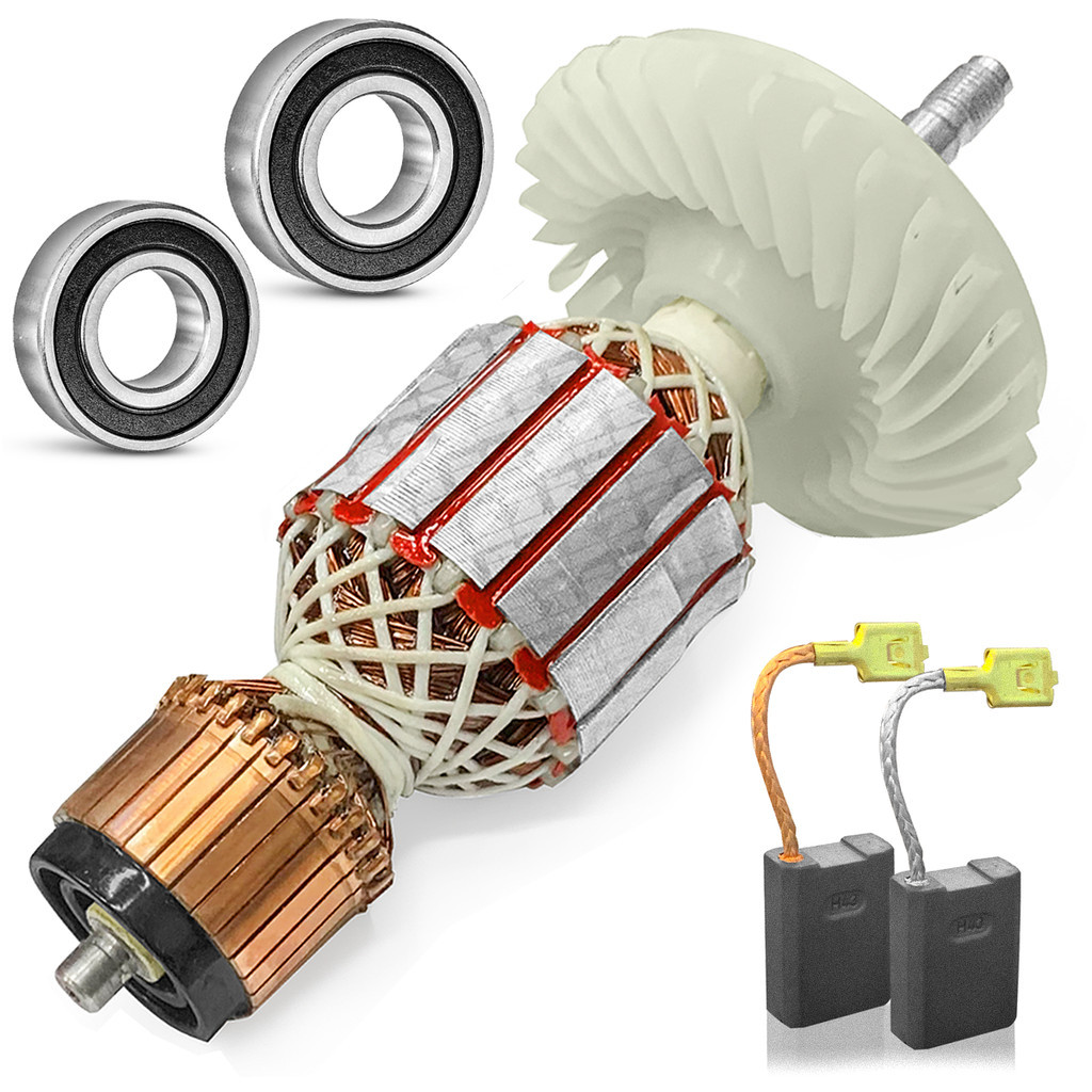 Induzido Com Carvão e Rolamentos Para Esmerilhadeira 1751 Gws 22-180 / Gws 22-230 220v