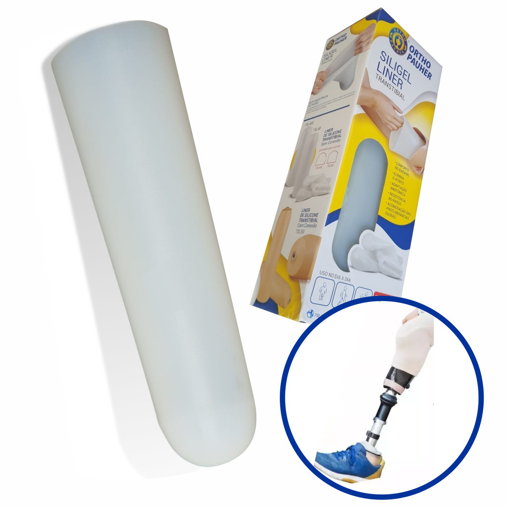 Liner Gel Par Protese Transtibial Sem Conexão Transparente Joelheira Para Vedação  OrthoPauher