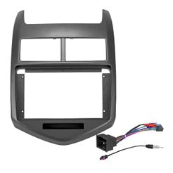 Kit Moldura Painel 9 Pol Sonic 2012 2013 2014 2015 2016 2017 2018 2 Din Grafite Chicote Som Plug Antena