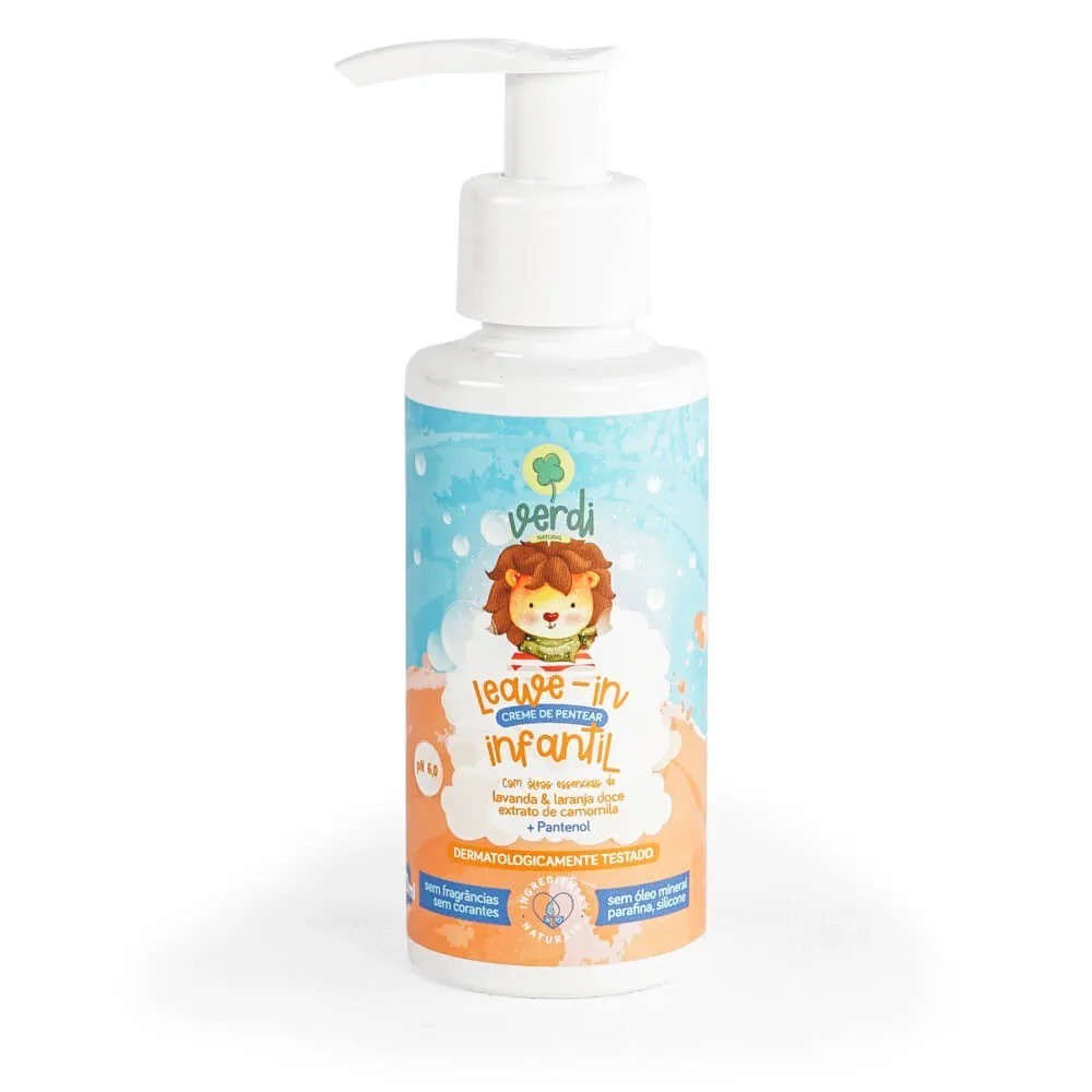 Leave In verdi Creme de Pentear Infantil 100% Natural com Óleos essenciais de Lavanda e Laranja doce