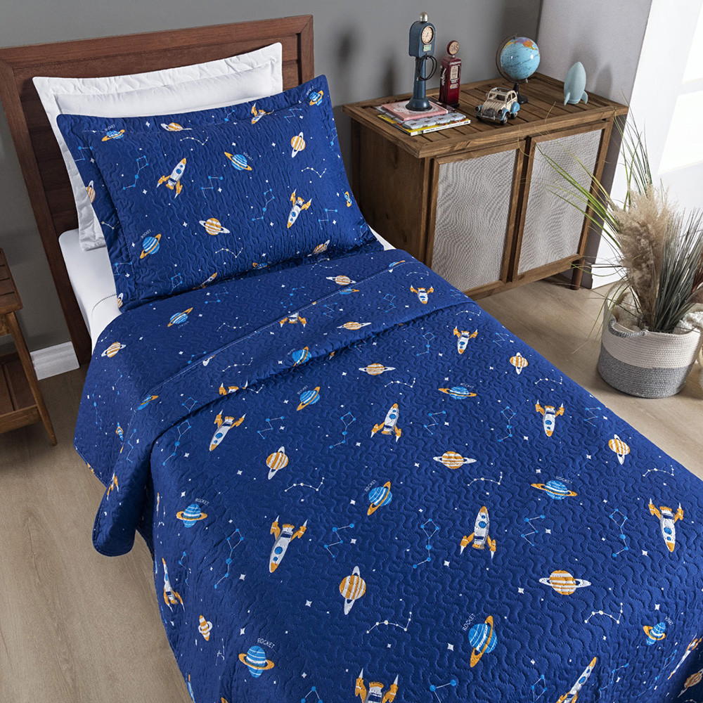 Cobre Leito Colcha 2 Peças Solteiro Infantil Menino e Menina Bailarina-Dino-Astronauta-Unicórnio em Oferta na Shopee