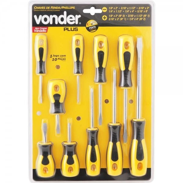 Jogo de Chave Fenda e Phillips Imantada 10 Pecas Vonder Plus - 30 72 710 000 em Oferta na Shopee