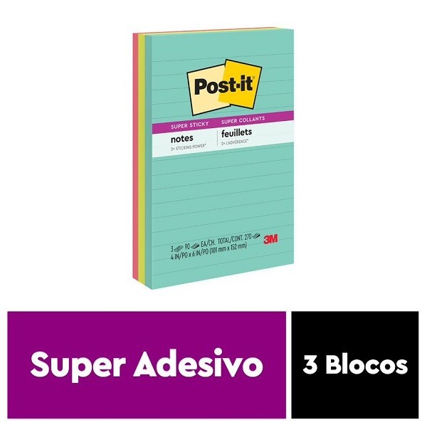 POST-IT Supernova 101MM X 152MM 3 Blocos de 90 Folhas 3M em Oferta na Shopee