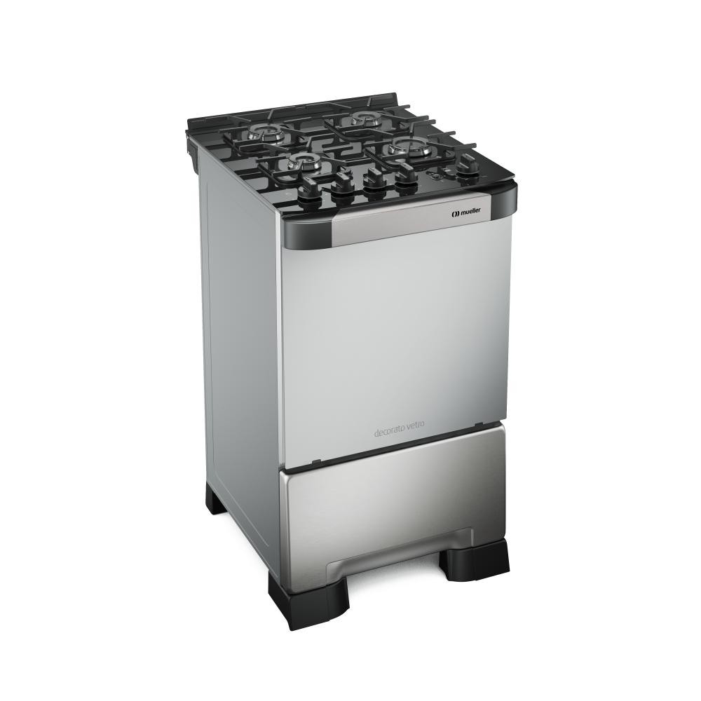 Fogão 4 Bocas Decorato Mesa Vidro Vetro Inox Bivolt Mueller - Home Appliances
