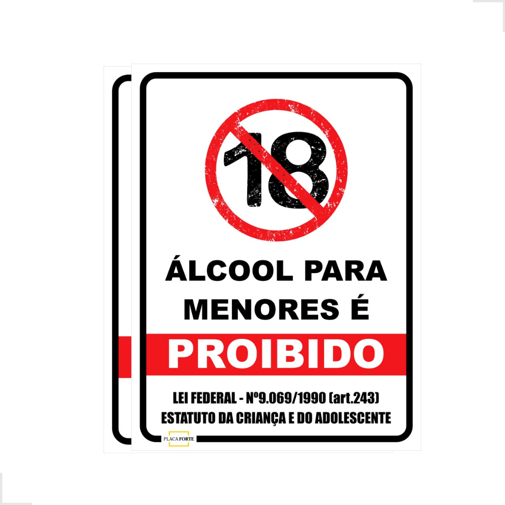 2 Placas Proibida Venda de Bebidas Alcoólicas Para Menores Legislação 15x20cm