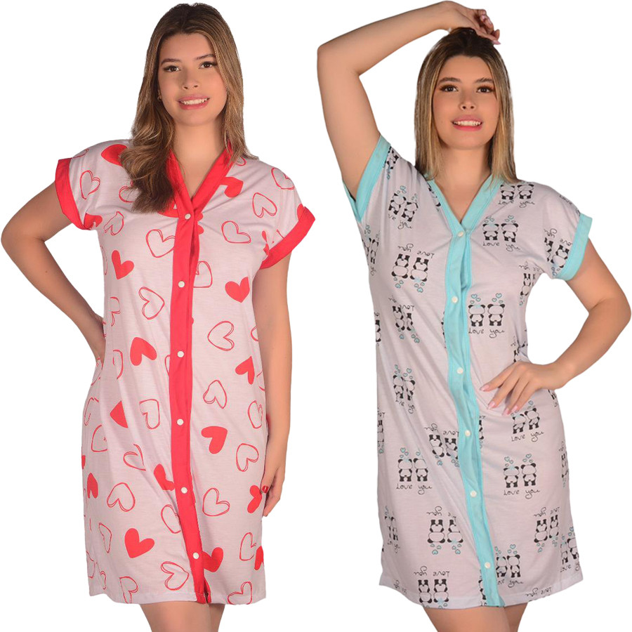 Kit com 2 Camisolas Amamentação Hospitalar Botões na Frente - P ao 54 em Oferta na Shopee