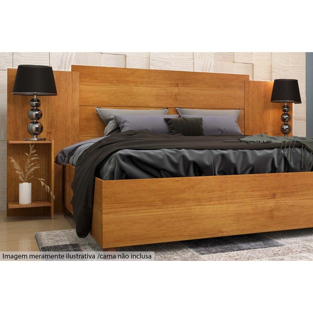 Cabeceira Cama Box Madeirado Cinamomo Casal/Queen Arizona 2 Mesas c/ Prateleiras Cinamomo - Tcil Móveis em Oferta na Shopee