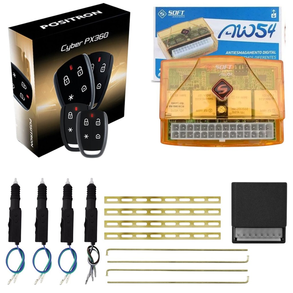Kit Alarme Pósitron Px360 + Trava Eletrica 4 + Modulo Vidro Aw54