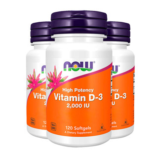 Kit 3x Vitamina D3 2000 IU Alta Potência Now Foods 120Softgls/Made in Usa em Oferta na Shopee