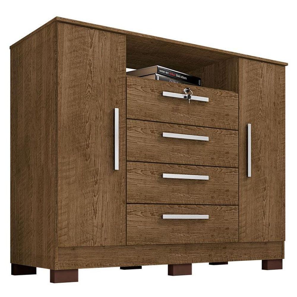 Cômoda Mirassol 4 Gavetas 2 Portas Malbec - Incorplac em Oferta na Shopee