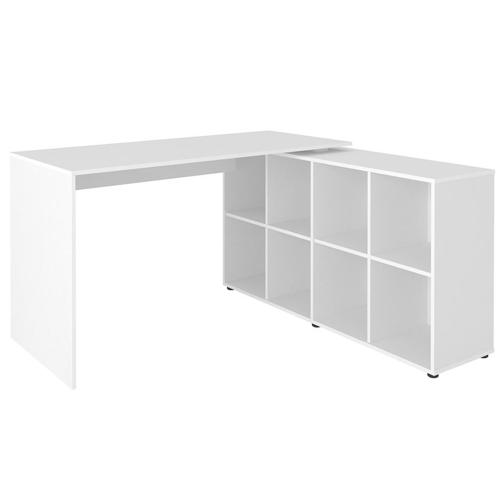 Mesa Escrivaninha em L 140x130cm 8 Nichos Eron A06 Branco - Mpozenato em Oferta na Shopee