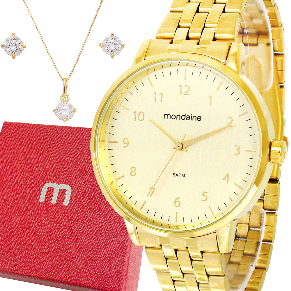 Relógio Mondaine Feminino Garantia 1 Ano Dourado Prova Dágua - Watches