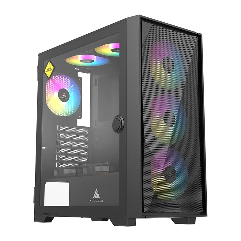Gabinete Gamer Acegeek Striker A411 Mesh, Mid-Tower, Lateral de Vidro, Preto, AG-STRIKER-A411-BK em Oferta na Shopee