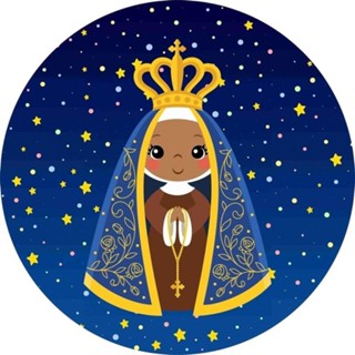 Painel Festa Nossa Senhora Aparecida Redondo Tecido Sublimado 1,50x1,50 em Oferta na Shopee