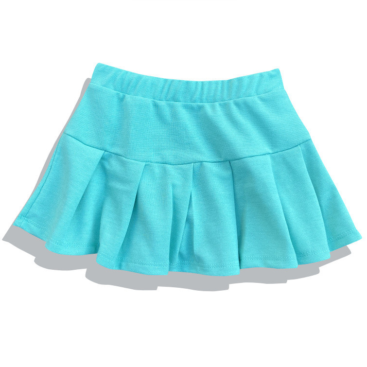 Saia Short Infantil Pregas Piquê Lisa Verde Água – Modelo Lis
