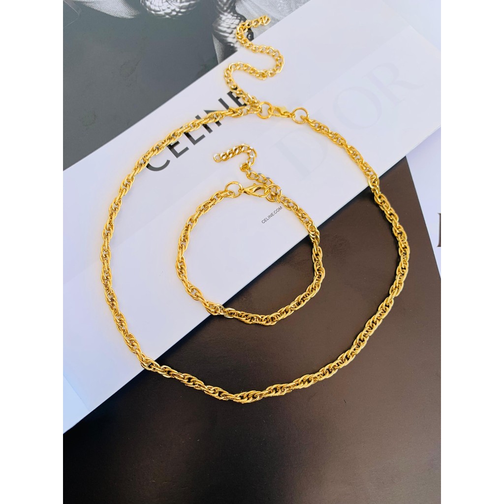 Conjuntos Semi Joia Colar e Pulseira maxi elos Cordão Baiano