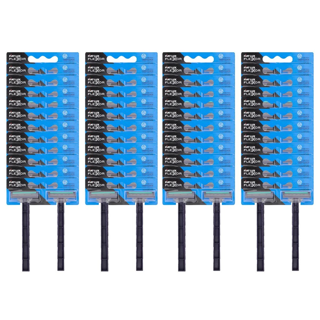 Kit Barbeador Aparelhos de Barbear Descartável Com 3 Laminas 96 Unidades Fiat Lux Flexor