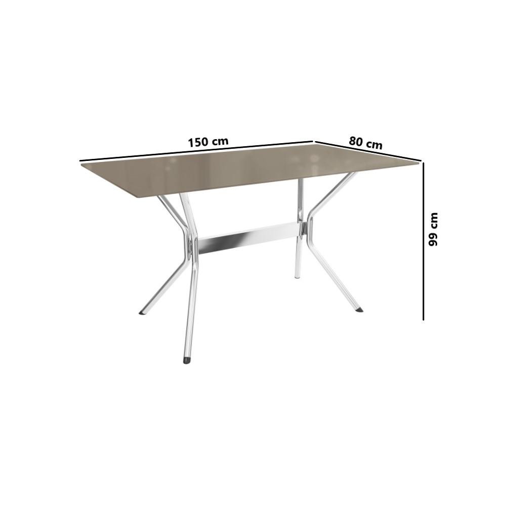 Conjunto Sala de Jantar Kappesberg Crome Tampo de Vidro 6 Cadeiras Cromado Bronze Preto — imagem 2 de 2