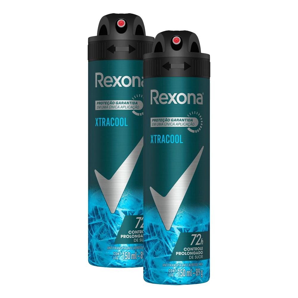 Kit 2 Desodorantes Rexona Men Antitranspirante Aerossol Xtra Cool 150ml - Beauty