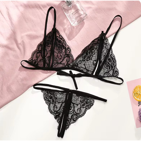 Conjunto de Lingerie de Renda Apressadinha Marido Apressado com Abertura em Oferta na Shopee