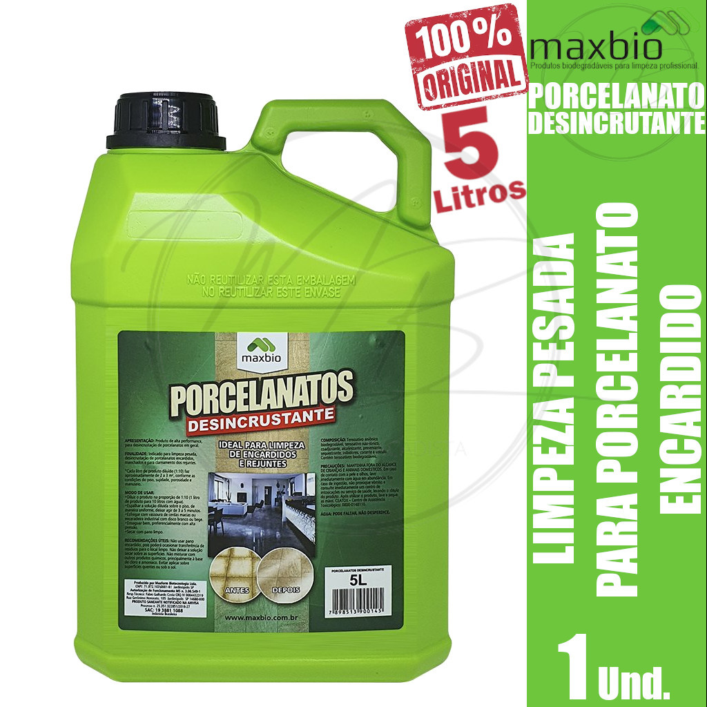 Porcelanato Desincrustante 5 Litro Encardidos e Rejunte - Maxbio em Oferta na Shopee