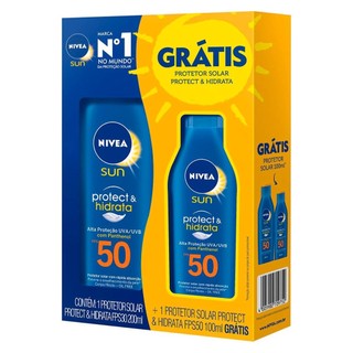 Protetor Solar Nivea Sun Protect &amp; Hidrata FPS 50 Loção 200ml e Ganhe Protetor Solar Nivea Sun Protect &amp; Hidrata FPS 50