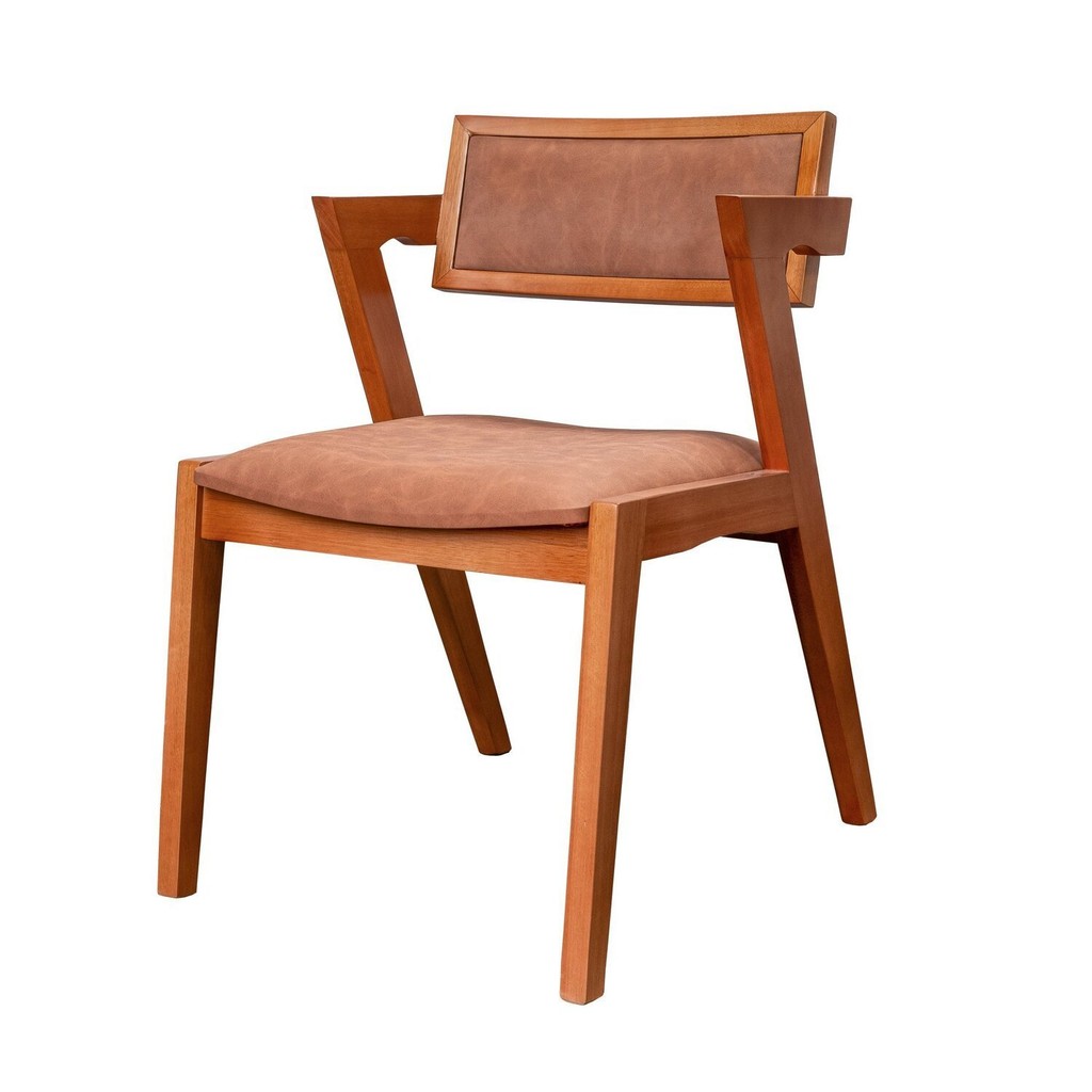 Kit 2 Cadeiras Madeira Maciça e Estofada Ímola Authentic Espresso Móveis  Champagne/Couro Marrom em Oferta na Shopee