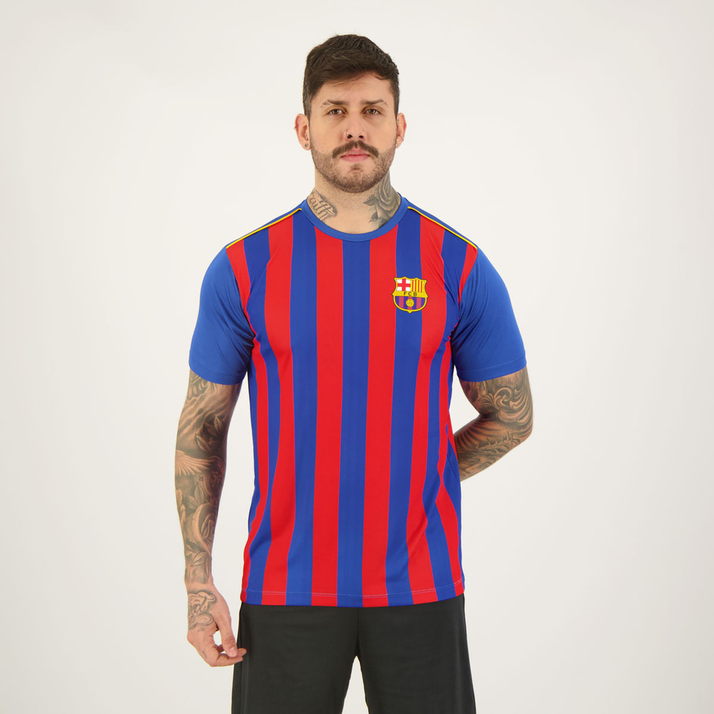 Camisa Barcelona Listrada em Oferta na Shopee