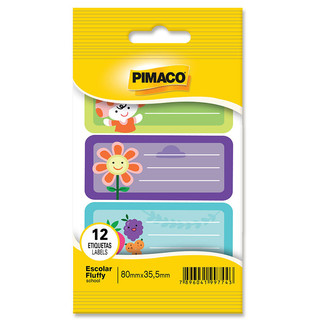 Etiqueta escolar fluffy com 12 unidades Pimaco em Oferta na Shopee