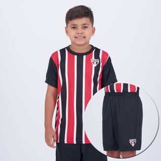 Kit Infantil São Paulo Basic Preto e Vermelho em Oferta na Shopee